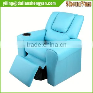 Blue Kids Padded PU Leather Recliner Chair thumbnail-4