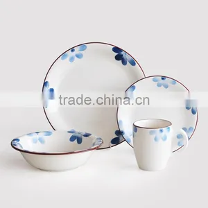 16pcs Stoneware Dinnerware Set With Handpainted Flowers,handpainting Dinner Set,ceramic Tableware Set With Handpainting thumbnail-2