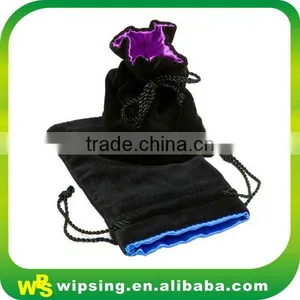 Logo Printed Velvet Bag Silk Drawstring Satin Lined Velvet Pouch thumbnail-2