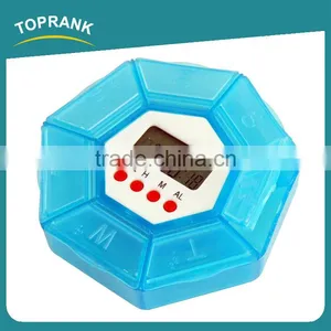 Toprank New Design Package Portable Smart Digital LCD Medicine Reminder Box Plastic 7 Day Alarm Pill Box Timer With Alarm Timer thumbnail-1