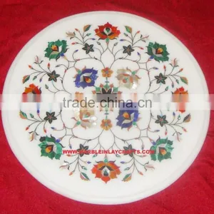 Round Marble Inlay Table Coffee Top thumbnail-1