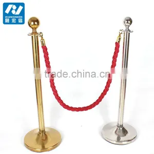 Golden Steel Rope Stanchion Ball Top Queue Rope Barrier thumbnail-2