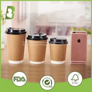 16oz Coffee Bevertea Age Milk Kraft Paper Cups With Lids thumbnail-1