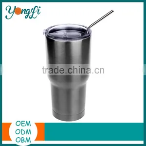 Double Walled Vacuum Insulated Travel Mug Set for Home & Outdoor Use Stainless Steel Tumbler With Straw thumbnail-1
