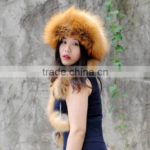 CX-C-175D Grey Fashionable Women Warm Genuine Fox Fur Women Hat thumbnail-2