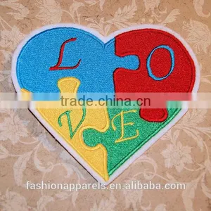 Custom High Quality Embroidered Creative Love Puzzles Patch for Clothes Embroidery Patch Made in China Choose Size/color thumbnail-1
