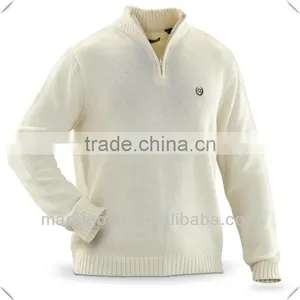 High Quality 100% Cotton Men's Knitted 1/4 - Zip Golf Pullover Sweater thumbnail-1