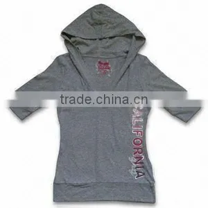 Simple Design Ladies Knitted T-shirt With Special Printing on Front thumbnail-1