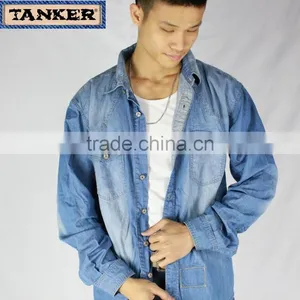 Fashionable Washed Mens Denim Shirt thumbnail-3