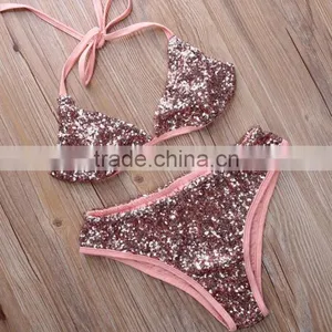M862 Runwaylover 2016 Sexy Split Paillette Sequins Bikini Swimwear thumbnail-1