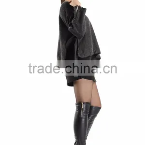 Customized 2017 Fashion Ladies Zipper Sleeve Pullover Sweater thumbnail-6