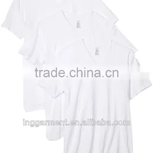 High Quality White Pima Cotton V-neck T-shirt thumbnail-1