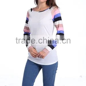 Fashion Patchwork Knit Autumn Long Sleeve Blouse Manufacture Wholesale Women Fashion Apparel 2017 thumbnail-1