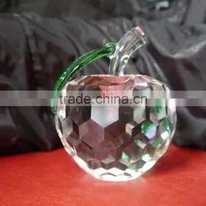 Cheap Crystal Apple With Green Leaf,Clear Crystal Apple for Wedding Souvenir or Gift thumbnail-1