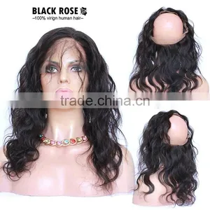 Virgin Human Hair Lace Closure Ear To Ear Elastic 360 Lace Band Frontal Closure With Baby Hair Bleached Knots thumbnail-2