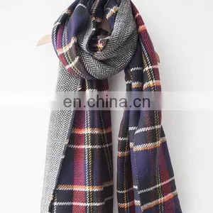 Plaid Cross Mixed Colors Women Winter Warmers Accessaries Woolen Scarves Shawls Women Fashion Scarves thumbnail-6