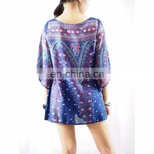 NAPAT Elegant Chiffon Floral Print Bohemian Style Ladies Fashion Women Top thumbnail-2