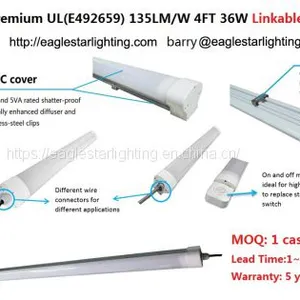 IP66 1 Day Lead Time DLC CUL(E492659) 100-277V AC 4FT 36W LINKABLE LED Triproof Light thumbnail-2