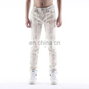 DiZNEW CUSTOM PRINTING WHITE SLIMMING PANTS DENIM JEANS FOR MEN thumbnail-2