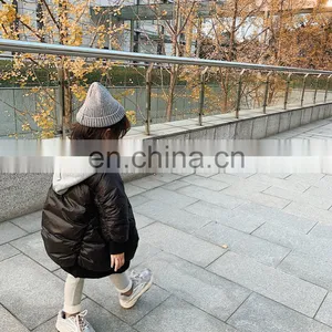3423/ Best Selling Patchwork Windproof Jacket Long Coat for Kids Hooded High Quality Black Girl Jacket thumbnail-4
