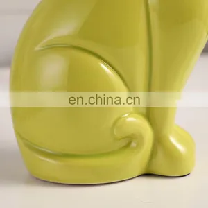 European Modern Animal Yellow Cute Cat Shape Ceramic Bedroom Desk Lights for Home Hotel thumbnail-4