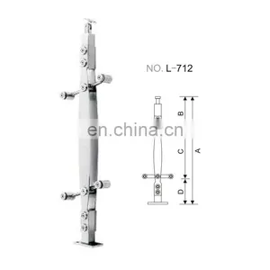 Frameless Handrail Balustrade Stair Railing Stainless Steel Post thumbnail-1