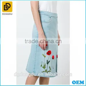 Hot Sale Denim Embroidery Designer Long Skirts thumbnail-2