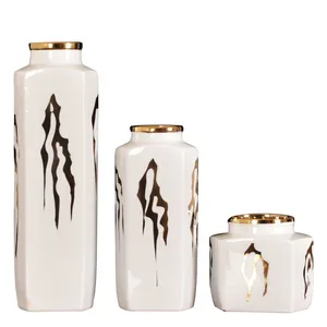 Nordic Modern Simple Creative Electroplate White Black Jingdezhen Ceramic Vase For Shopping Mall thumbnail-5