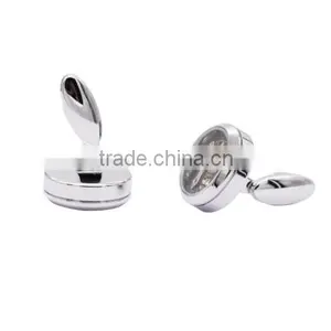 Silver Round Cuff Link Suits Shirt Tourbillon Mechanical Watch Cufflinks for Men thumbnail-3