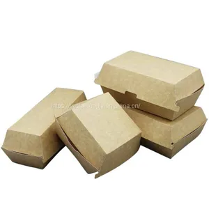 Compostable Corrugated Kraft Clamshell Box Kraft Cardboard Clamshell Burger Box thumbnail-1