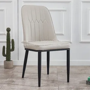 Home Furniture Side Chair With Wood Leg Armless Plastic Dining Chair With PU Leather Cushion thumbnail-2