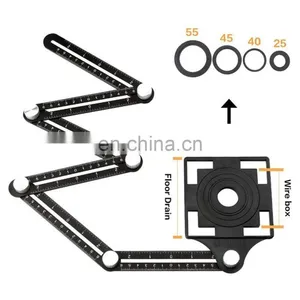 COOFIX Tile Hole Locator Adjustable Tool Masonry Glass Fixed Angle Measuring Ruler Universal Angular Template 4/6/12 Slides/fold thumbnail-2