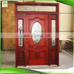 Simple Cheap Outside Solid Oak Doors Wooden Glass Door Design thumbnail-2