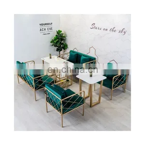 Beauty Salon Station Waiting Sofa Barber Shop Reception Couch Velvet Waiting Chair thumbnail-1