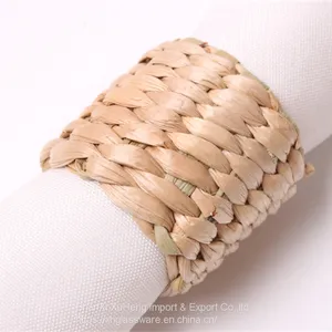 Hand Woven Crafts Natural Water Hyacinth Napkin Rings for Banquet Rustic Wedding thumbnail-1