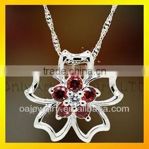 Hot Sell Cheap Metal Silver Jewelry Garnet Pendant thumbnail-1