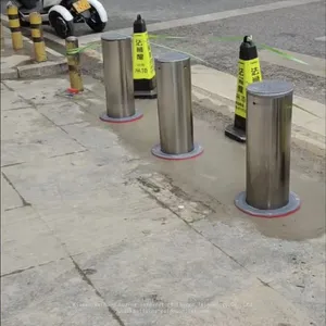 UPARK High Security Anti Car Theft Post Warning LED Light Bollard With Mini Box Parking Bollards Automatic thumbnail-1