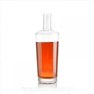 750 ML 620g Customized Round Shape Super Flint Glass Bottle for Vodka Gold Supplier SinoBottles Packaging thumbnail-4