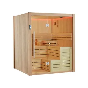 Modern 2 Person Panoramic Glass Relaxation Sauna Room Outdoor Villa, Dry Steam Red Cedar Solid Wood thumbnail-3