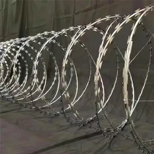 Anti-Climbing Fencing Border Barrier With Galvanized Concertina Razor Barbed Wire thumbnail-5