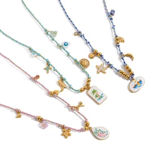 18K Gold Plated Letter Necklace - Non-Fade Stainless Steel Coin Jewelry for Wholesale thumbnail-3