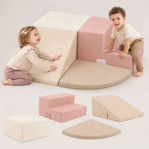 OEM/ODM Custom PU Leather Kids Foam Climbing Blocks for Toddler Crawling High Density Sponge thumbnail-1