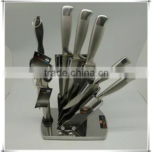 8pcs Stainless Steel Solid Handle Good Quality With Block Kitchen Knife thumbnail-1