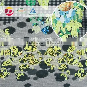 Top Quality Green Plant 100% Polyester Print Lace Fabric for Curtain thumbnail-6