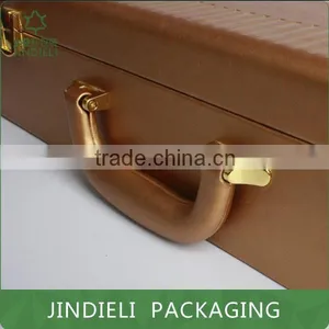 High-end Brown Wooden Cosmetic Box With Leather Handle thumbnail-5