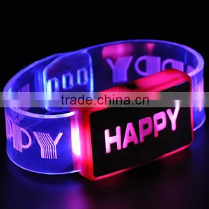 Various Color Custom Logo Flashing Led Silicone Wristband thumbnail-1