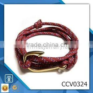 Diy Bracelet Leather Anchor Bracelet Fashion Alloy Anchor Bracelet Black Braided Bracelet Leather Bracelet for Couple thumbnail-1