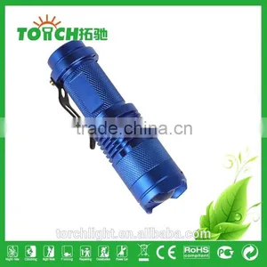 High-quality Mini Blue Brand 200LM Waterproof LED Flashlight 3 Modes Zoomable LED Torch Penlight for Hiking thumbnail-3