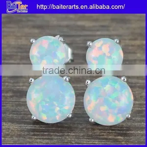 Women 925 Sterling Silver Circle Fire Opal Stone Fashion Designer Earring Wholesale thumbnail-3