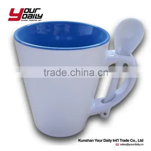 Promotion Ceramic Coffee Mug With Spoon ,ceramic Tea Mug White Mug thumbnail-5